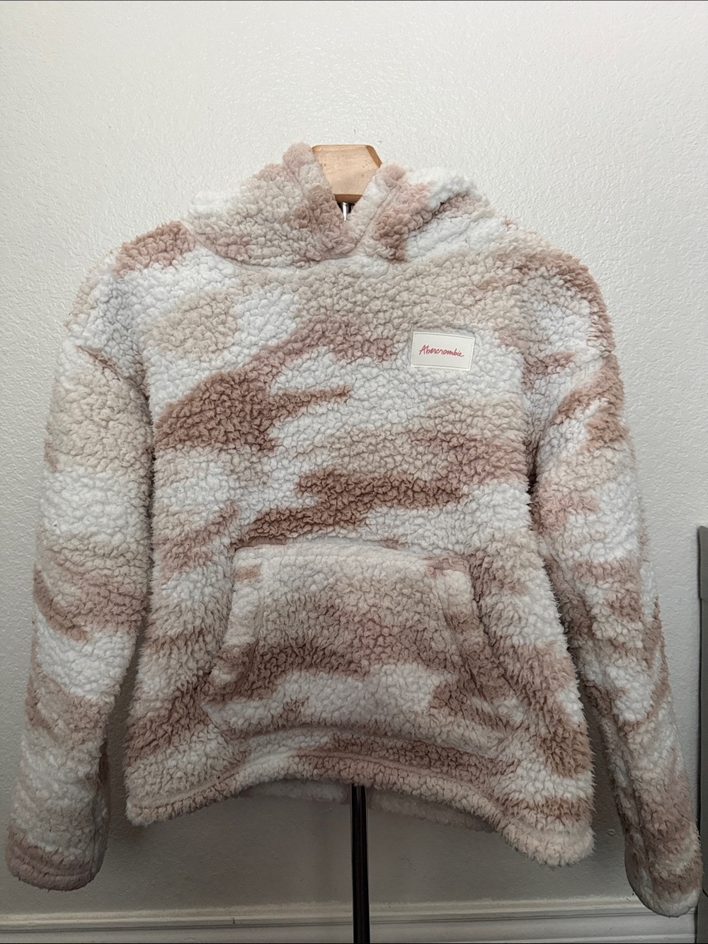 abercrombie kids Cream and Tan Sherpa Hoodie